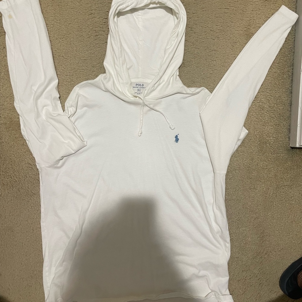 Ralph Lauren Polo White Hoodie fleece Shirt XL